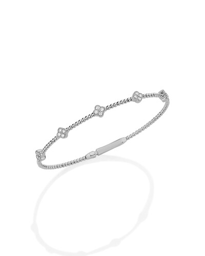 Foto Pulseira Algema Trevo Diamante | Ouro Branco 18k