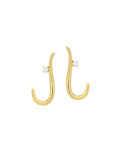 Foto Brinco Curvo Aberto Diamante | Ouro Amarelo 18K