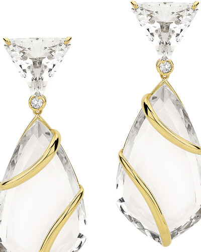 FotoBrinco Cristal e Topázio Branco | Ouro Amarelo 18k