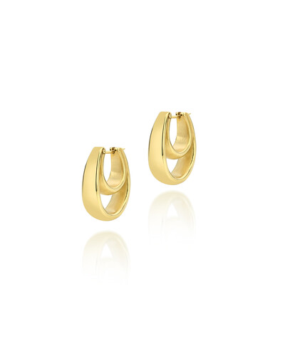 Foto Brinco Argola Oval Dupla | Ouro Amarelo 18k