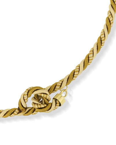 FotoColar Fio Seda Torcido Bege | Ouro Amarelo 18K 48cm