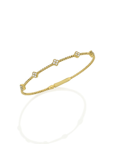 Foto Pulseira Algema Trevo Diamante | Ouro Amarelo 18k