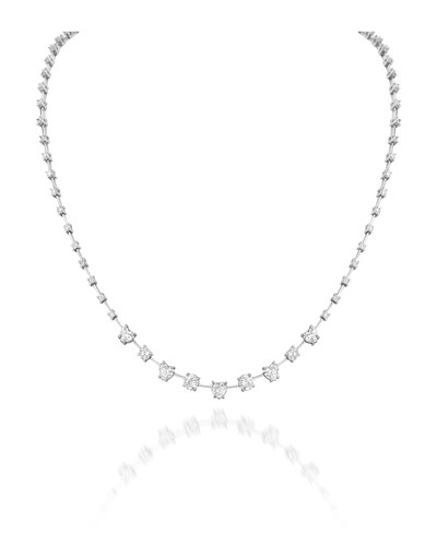 Foto Riviera Fio Faca Corações Diamante | Ouro Branco 18K