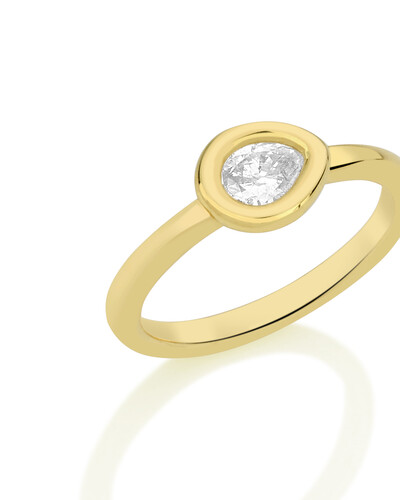 Foto Anel Gota Diamante Cravação Inglesa | Ouro Amarelo 18k