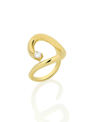 Foto Anel Aberto Oval Diamante | Ouro Amarelo 18k