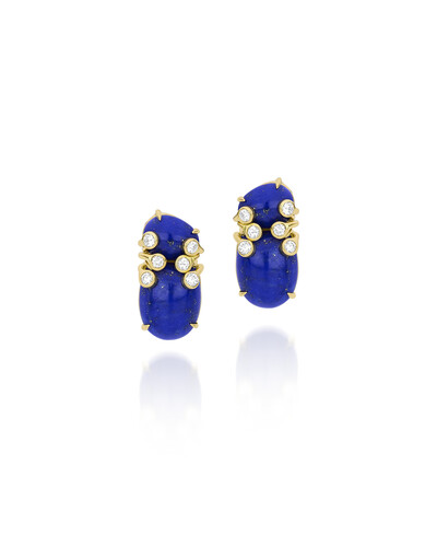 Foto Brinco Lápis-Lazúli e Diamantes | Ouro Amarelo 18k