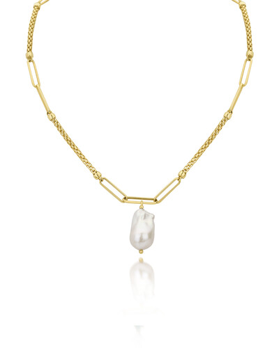 Foto Colar Croco Elos Pérola Barroca | Ouro Amarelo 18K