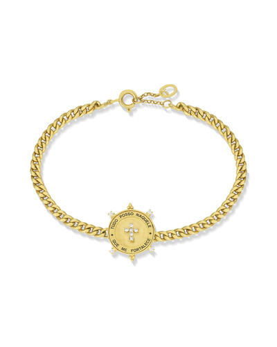 Foto Pulseira Cruz Diamante Tudo Posso Naquele Que Me Fortalece | Ouro Amarelo 18K