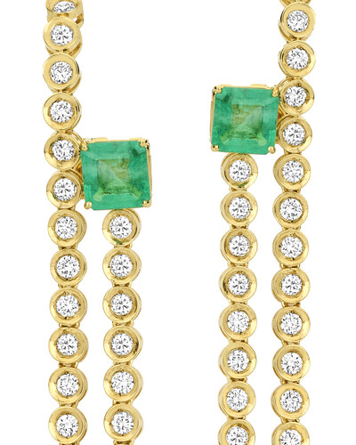 FotoBrinco Duet Esmeralda e Diamante | Ouro Amarelo 18k