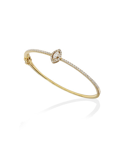 Foto Pulseira Algema Fina Navete Diamante | Ouro Amarelo 18k
