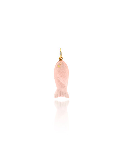 Foto Pingente Peixe Quartzo Rosa | Ouro Amarelo 18k