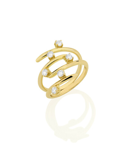 Foto Anel Cinco Aros Diamante | Ouro Amarelo 18K