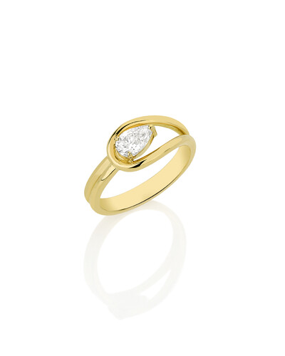 Foto Anel Diamante Gota | Ouro Amarelo 18K