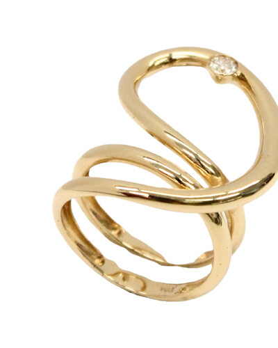 FotoAnel Dois Aros Fita Diamante | Ouro Amarelo 18k