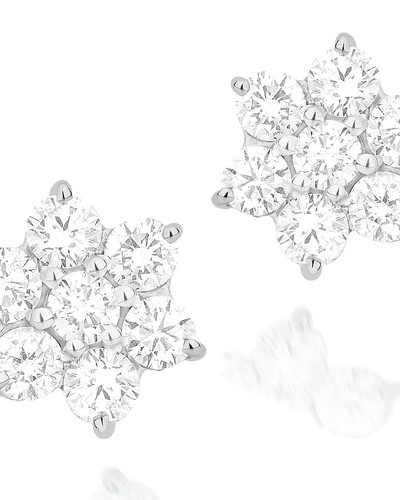 FotoBrinco Flor Diamante 10PTS | Ouro Branco 18K