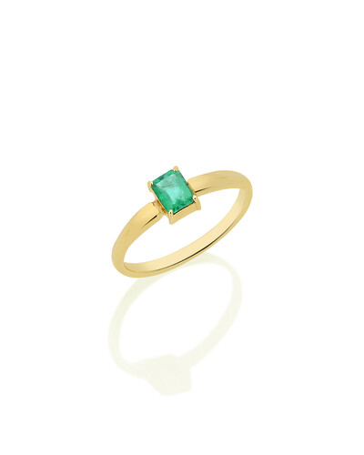 Foto Anel Esmeralda Baguete | Ouro Amarelo 18k