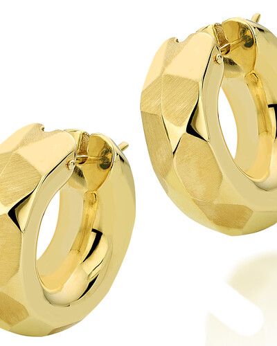 Foto Brinco Argola Redonda Facetada | Ouro Amarelo 18k