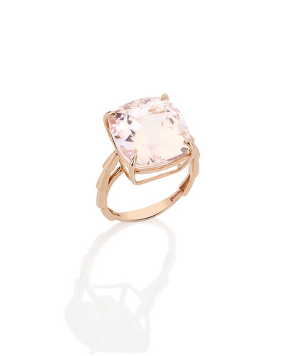 Foto Anel Taquinho Morganita | Ouro Rosé 18k