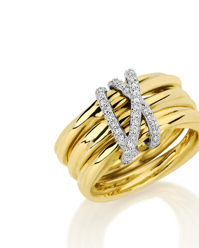 FotoAnel Três Aros Diamante | Ouro Amarelo 18K