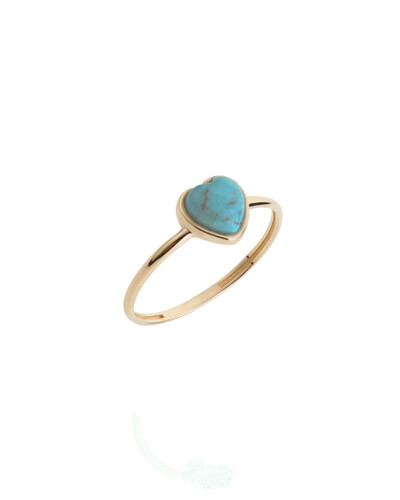 Foto Anel Coração Turquesa Cabochão | Ouro Amarelo 18K