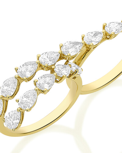 Foto Anel Duplo Gotas Diamante Yellow | Ouro Amarelo 18k