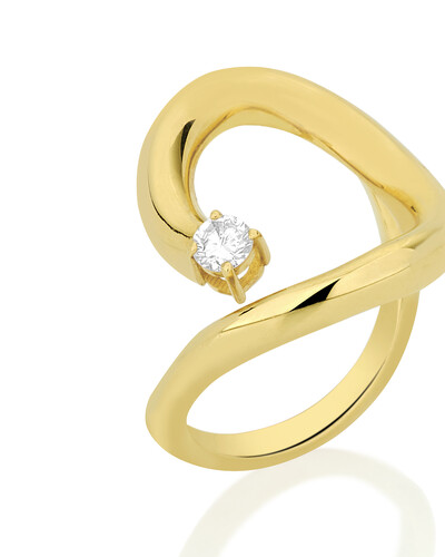 FotoAnel Aberto Oval Diamante | Ouro Amarelo 18k