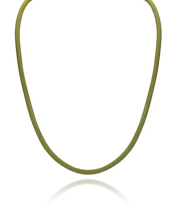 Colar Fio Seda Grosso Verde | Ouro Amarelo 18k
