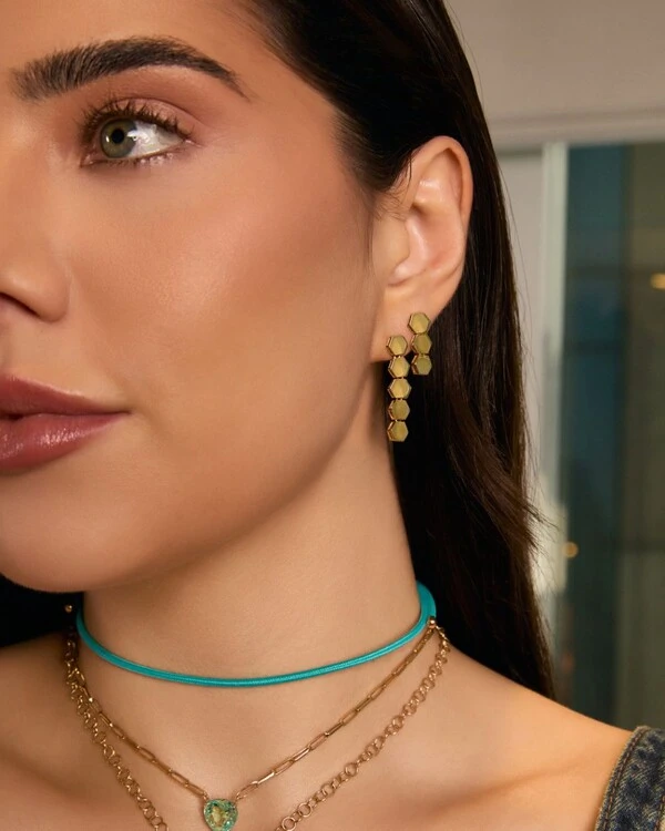 Brinco Geométrico Longo | Ouro Amarelo 18k