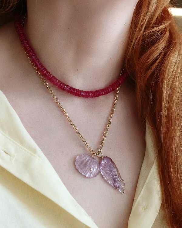 Pingente Concha Ametista e Diamante | Ouro Amarelo 18k