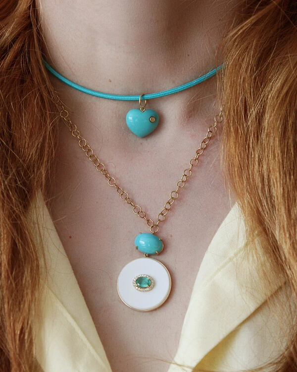 Cordão Magnet Summer Turquesa | Ouro Amarelo 18k