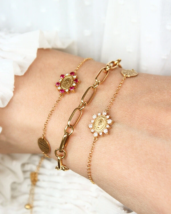 Pulseira N. Sra. Das Graças Diamantes Ouro Amarelo