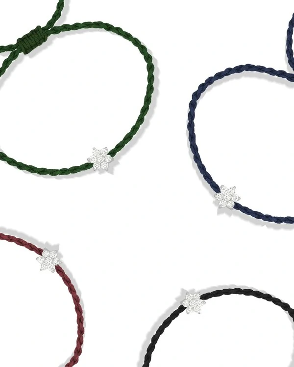 Pulseira Trançada Flor Diamante | Ouro Branco 18K