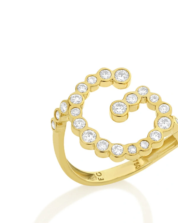 Anel Duet Letra Diamante | Ouro Amarelo 18k