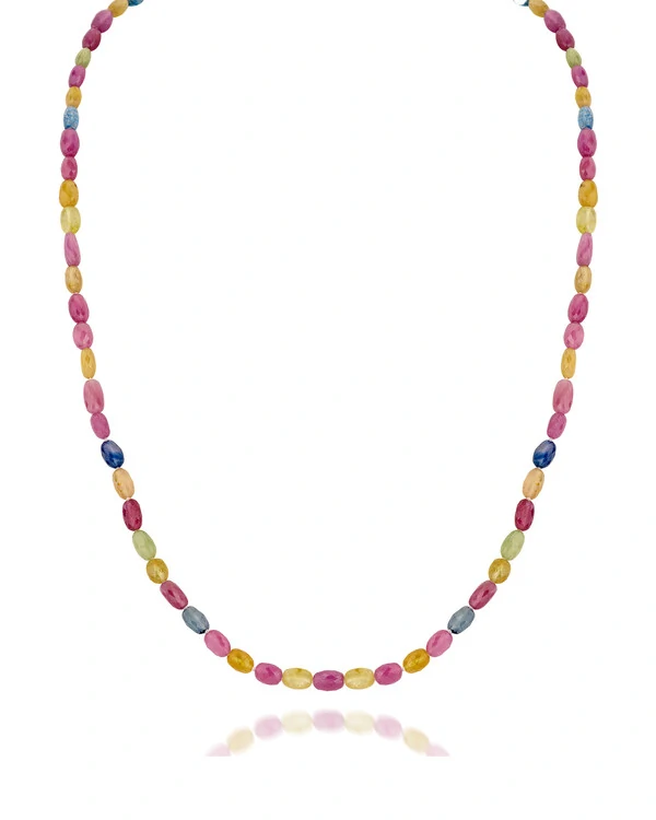 Colar Safira Coloridas e Rubi | Ouro Amarelo 18K