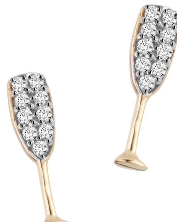Brinco Mini Taça Diamante| Ouro Amarelo 18K