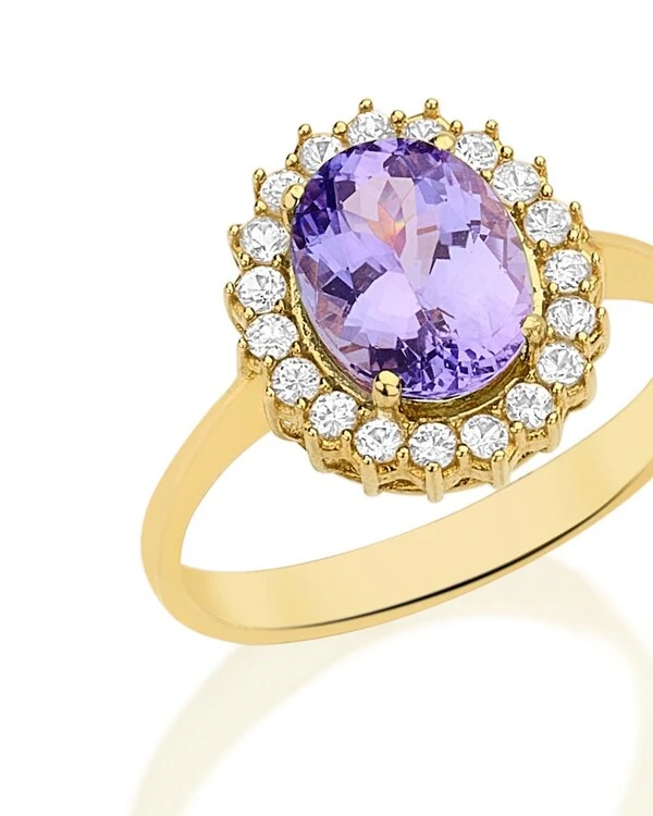 Anel Tanzanita e Safira | Ouro Amarelo 18k