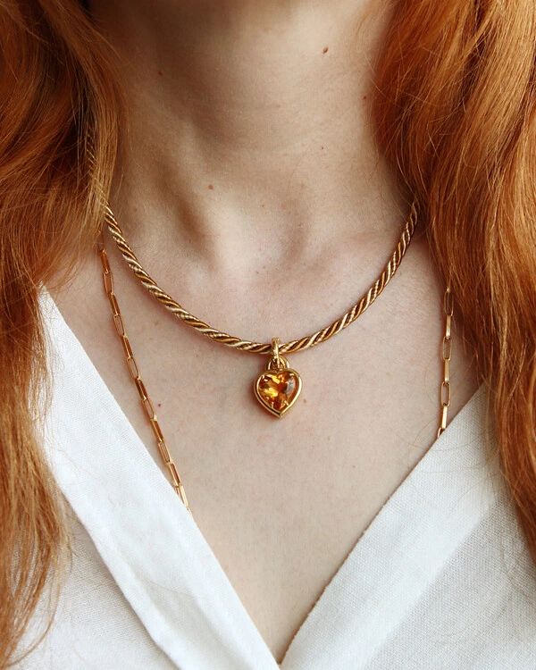 Colar Fio Seda Torcido Bege | Ouro Amarelo 18K 48cm
