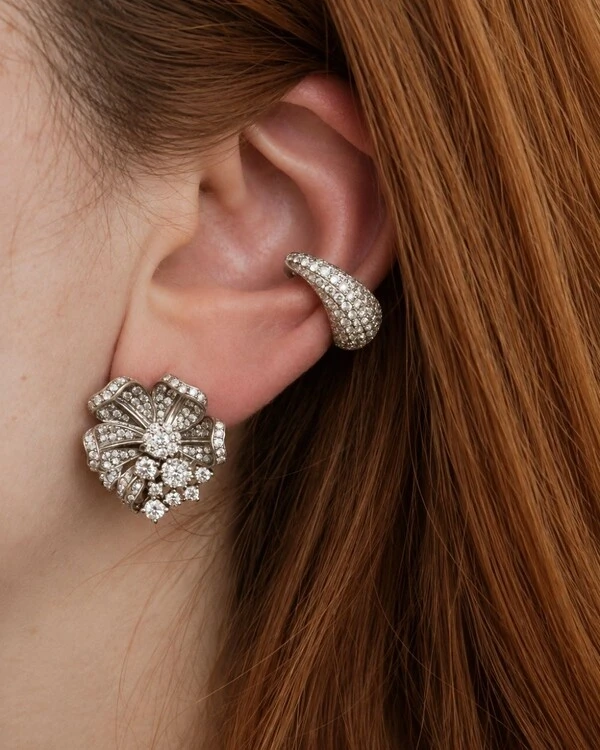 Piercing Pavê Gota Diamante | Ouro Branco 18k
