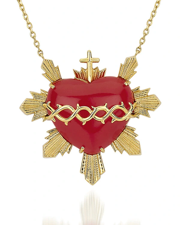 Colar Sagrado Coração de Jesus Dolomita | Ouro Amarelo 18K