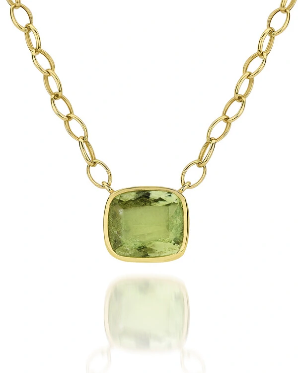 Colar Elos Ovais Turmalina Verde | Ouro Amarelo 18k
