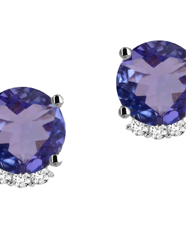 Brinco Tanzanita e Diamante | Ouro Branco 18K