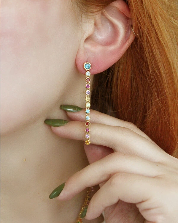 Brinco Riviera Colorida | Ouro Amarelo 18k