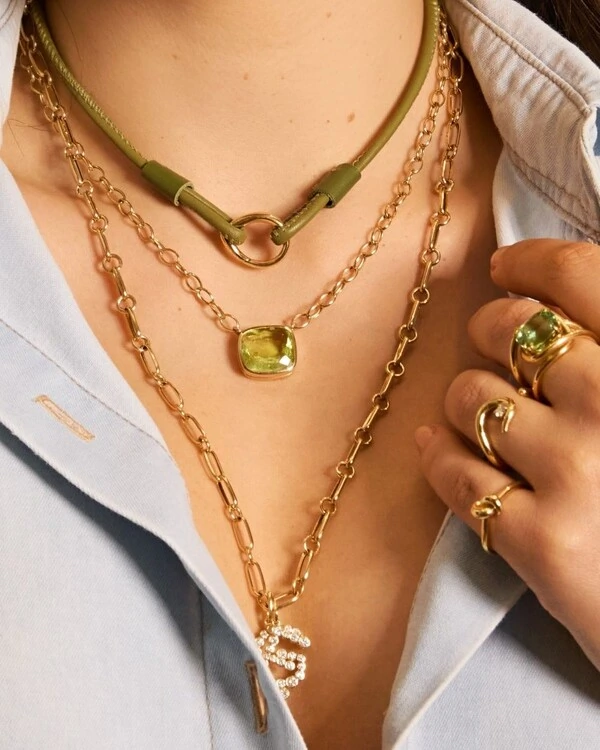 Colar Elos Ovais Turmalina Verde | Ouro Amarelo 18k