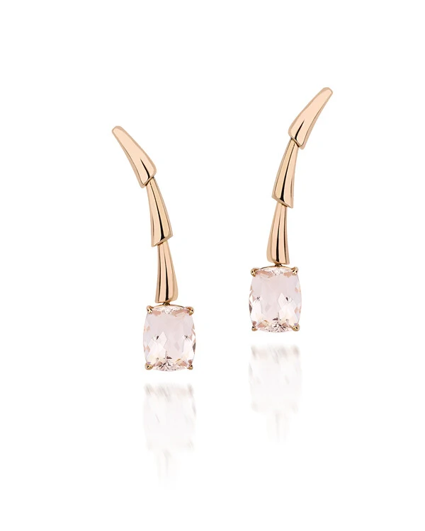 Brinco Taquinho Morganita | Ouro Rosé 18k
