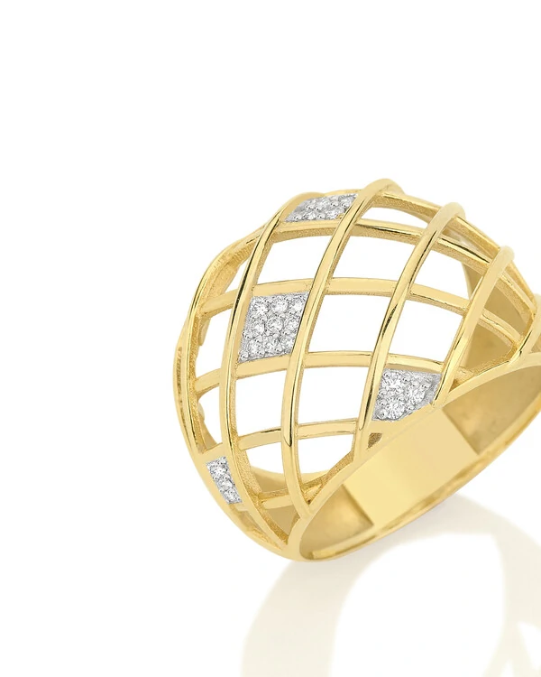 Anel Rede Diamante | Ouro Amarelo 18k