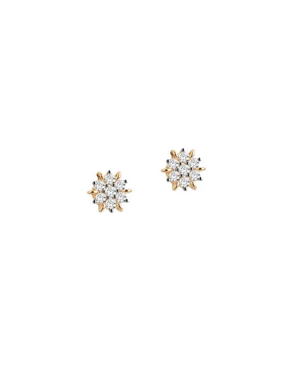 Brinco Flor Diamante | Ouro Amarelo 18K