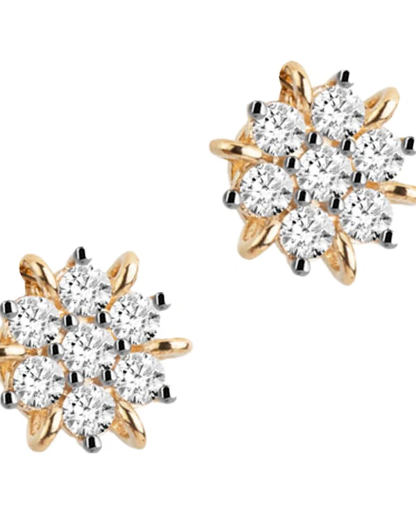 Brinco Flor Diamante | Ouro Amarelo 18K