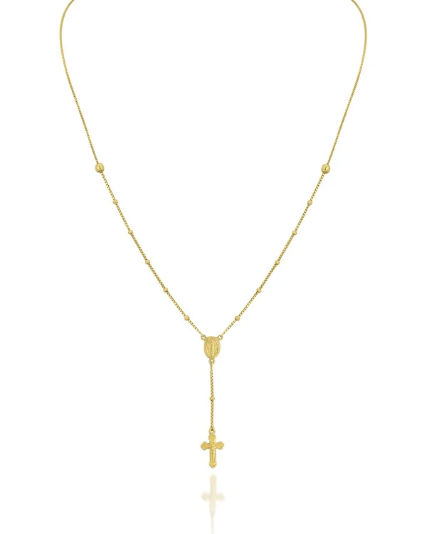 Colar Terço Bolinhas | Ouro Amarelo 18k