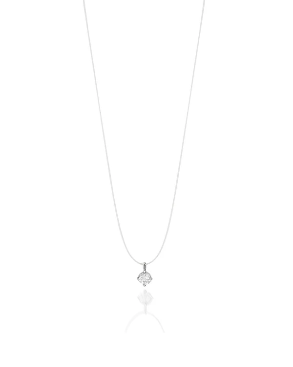 Colar Nylon Topázio Branco | Ouro Branco 18K