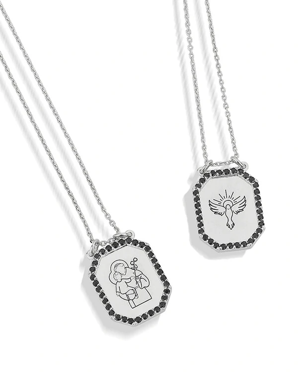Escapulário Santo Antônio Espinélio | Ouro Branco 18K
